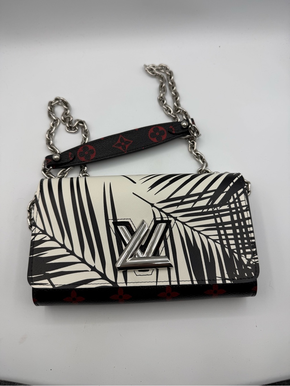 Louis Vuitton Twist Chain Wallet Jungle Palm Print Epi Leather Crossbody SP3165